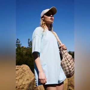 ▪️NWT Free People Hot Shot Tee Romper in Boardwalk Blue